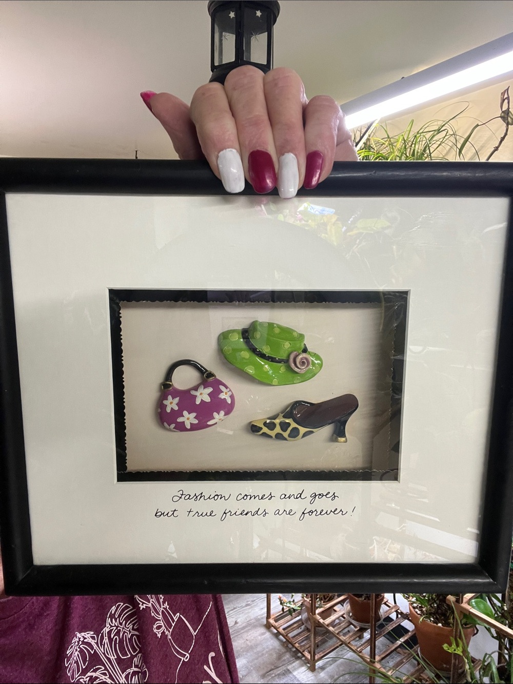 Vintage Framed Fashion Wall Art with Colorful Accessories